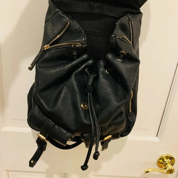 ALDO Black Faux Leather Backpack Book Bag - Picture 5 of 12